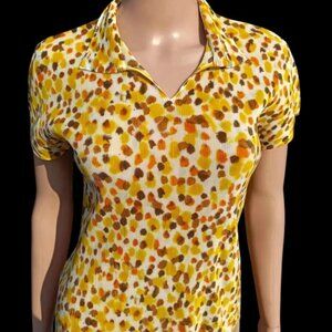 PLEATS PLEASE Issey Miyake Short Sleeve Pleated V-Neck Polo Shirt Top Size 3 M